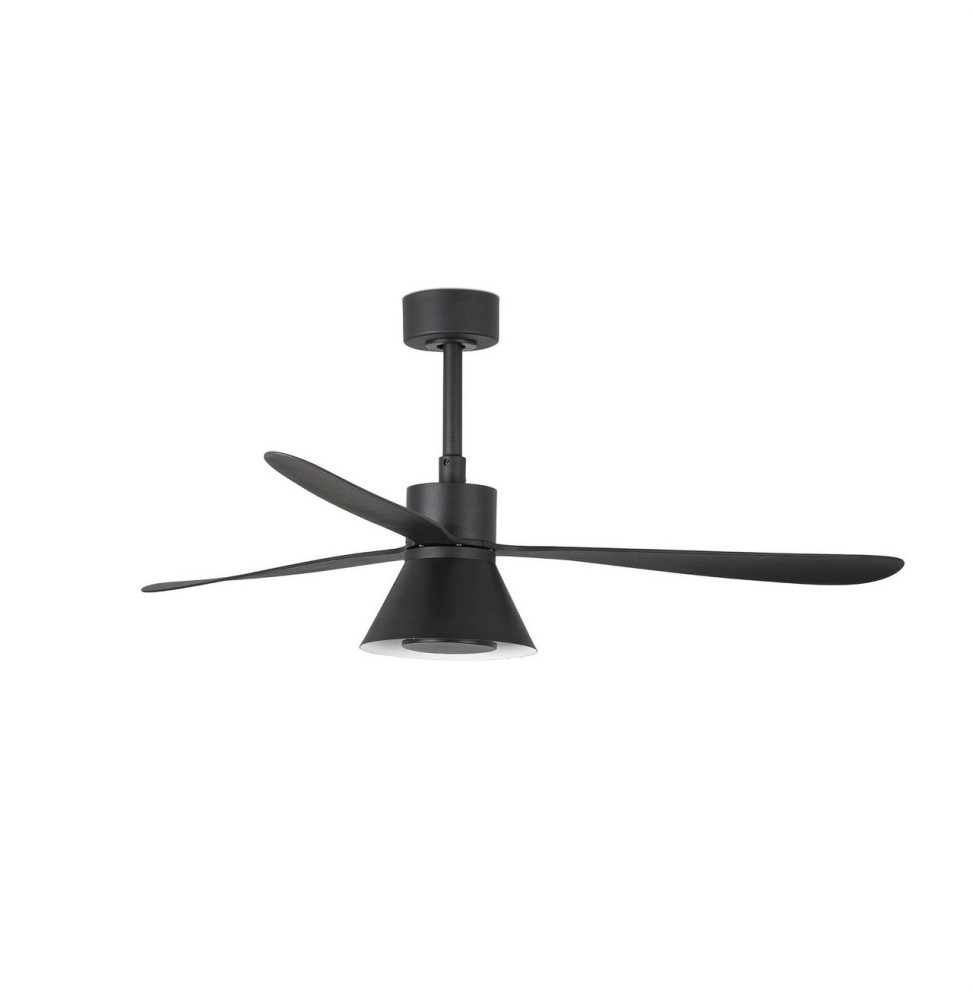 FARO - Luminaria ventilador AMELIA diámetro 1320mm 3 palas CONO 20W CCT DIM negro
