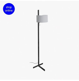 FARO - Luminaria pie de salón pantalla gris STAND UP E27 20W negro