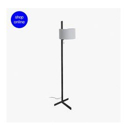FARO - Luminaria pie de salón pantalla gris STAND UP E27 20W negro