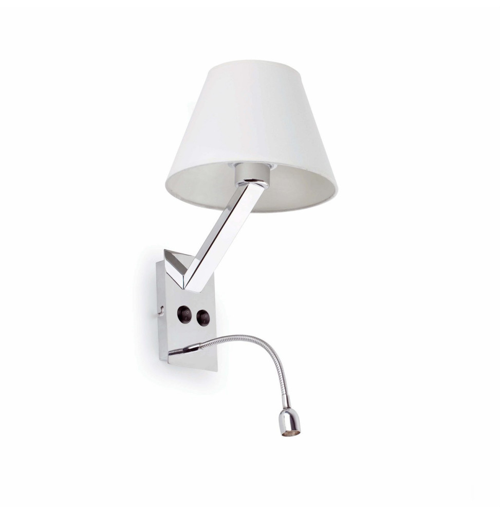 FARO - Aplique con lector LED MOMA-2 E27 metálico téxtil blanco