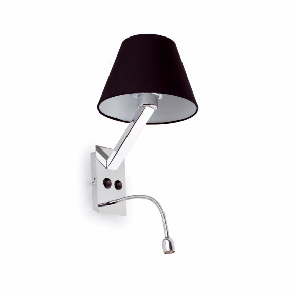 FARO - Aplique con lector LED MOMA-2 E27 metálico téxtil negro