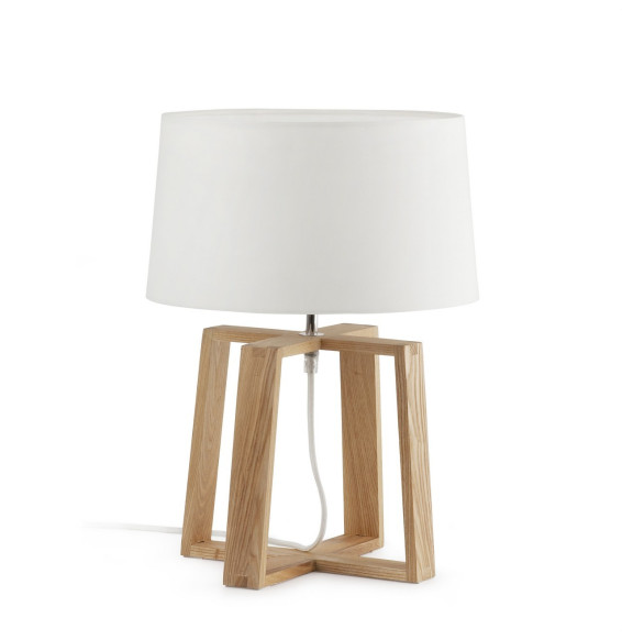 FARO - Luminaria sobremesa BLISS E27 madera blanco