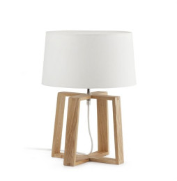 FARO - Luminaria sobremesa BLISS E27 madera blanco