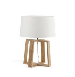 FARO - Luminaria sobremesa BLISS E27 madera blanco