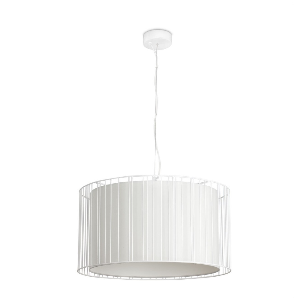 FARO - Luminaria colgante LINDA 1xE27 acero blanco