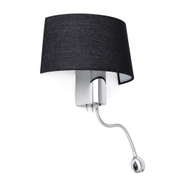 FARO - Aplique HOTEL con lector LED E27 negro