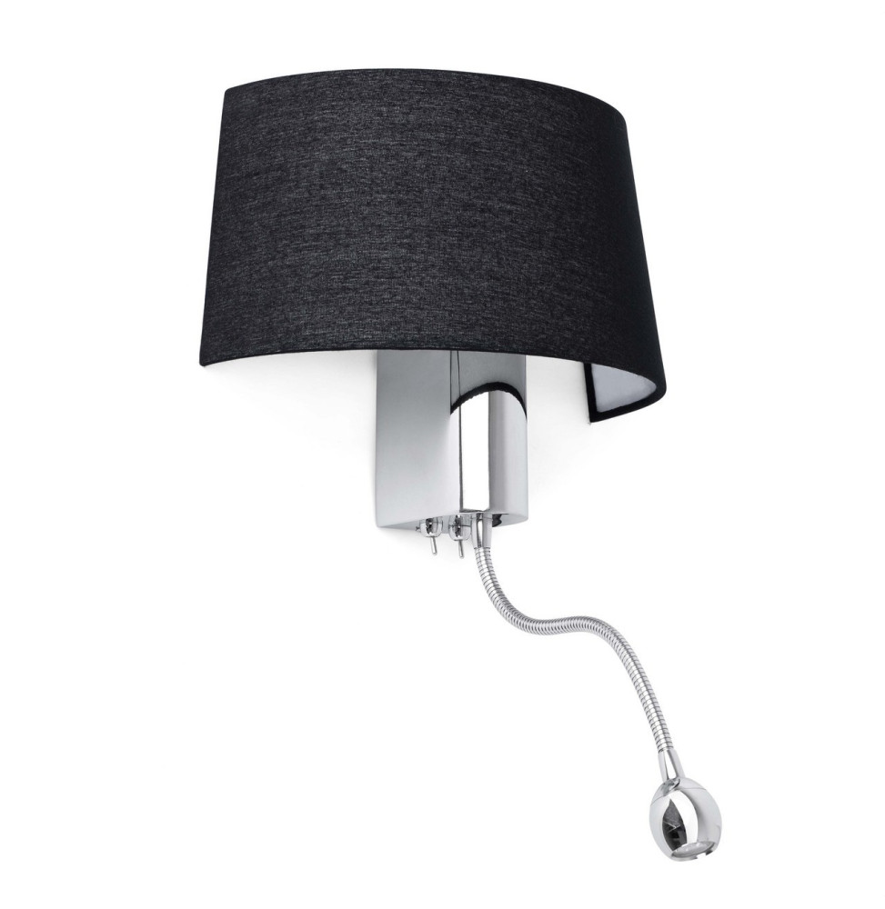 FARO - Aplique HOTEL con lector LED E27 negro