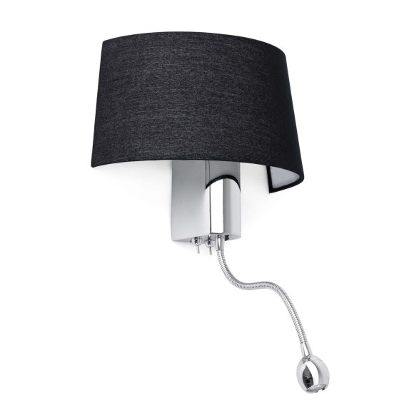 FARO - Aplique HOTEL con lector LED E27 negro