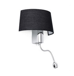 FARO - Aplique HOTEL con lector LED E27 negro