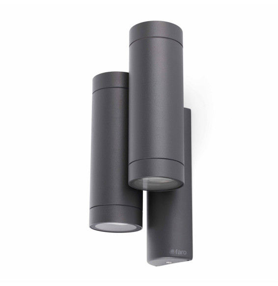FARO - Aplique exterior STEPS DOBLE GU10 35W gris oscuro