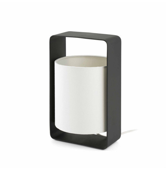 FARO - Luminaria sobremesa LULA 270mm pantalla beige E27 20W negro