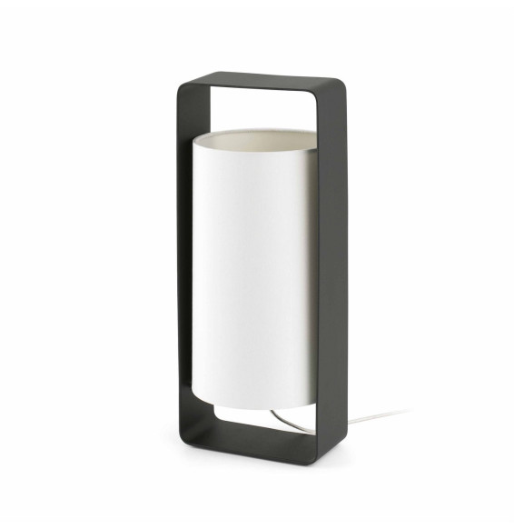 FARO - Luminaria sobremesa LULA 400mm pantalla beige E27 20W negro