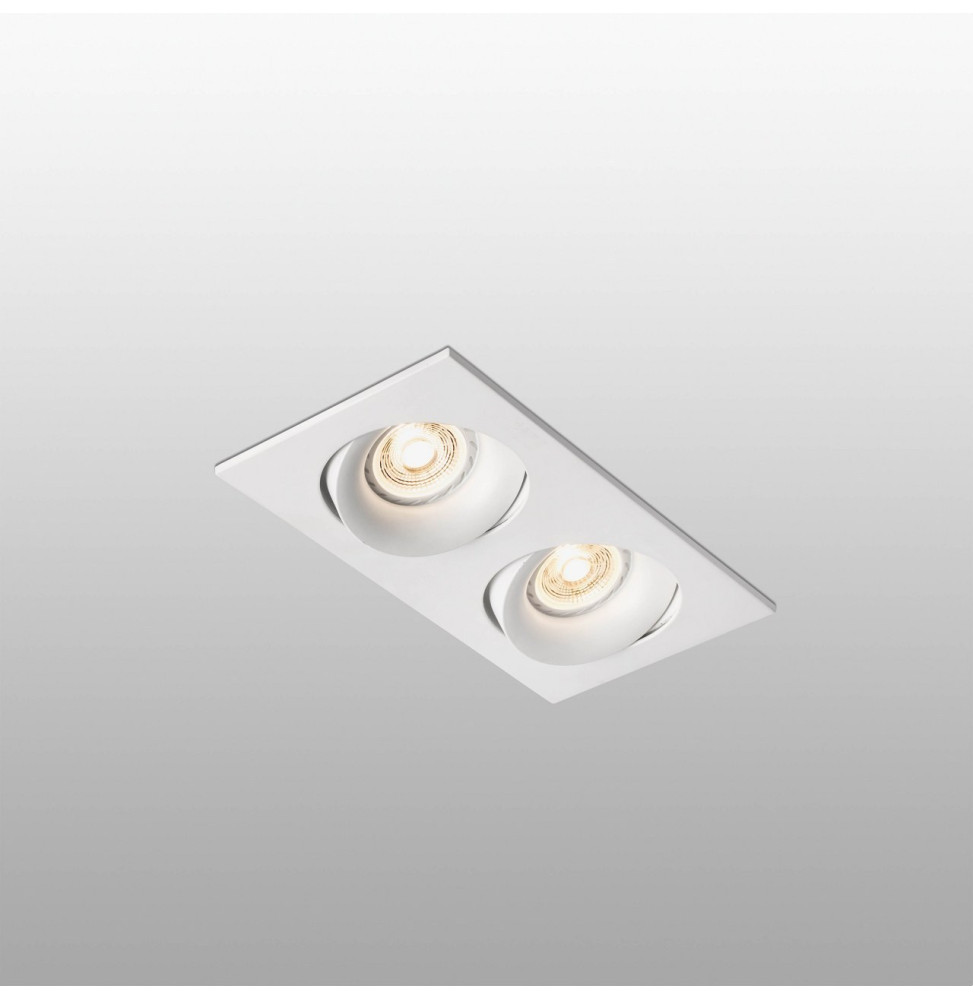 FARO - Empotrable orientable cuadrado ARGON 2 xGU10 blanco