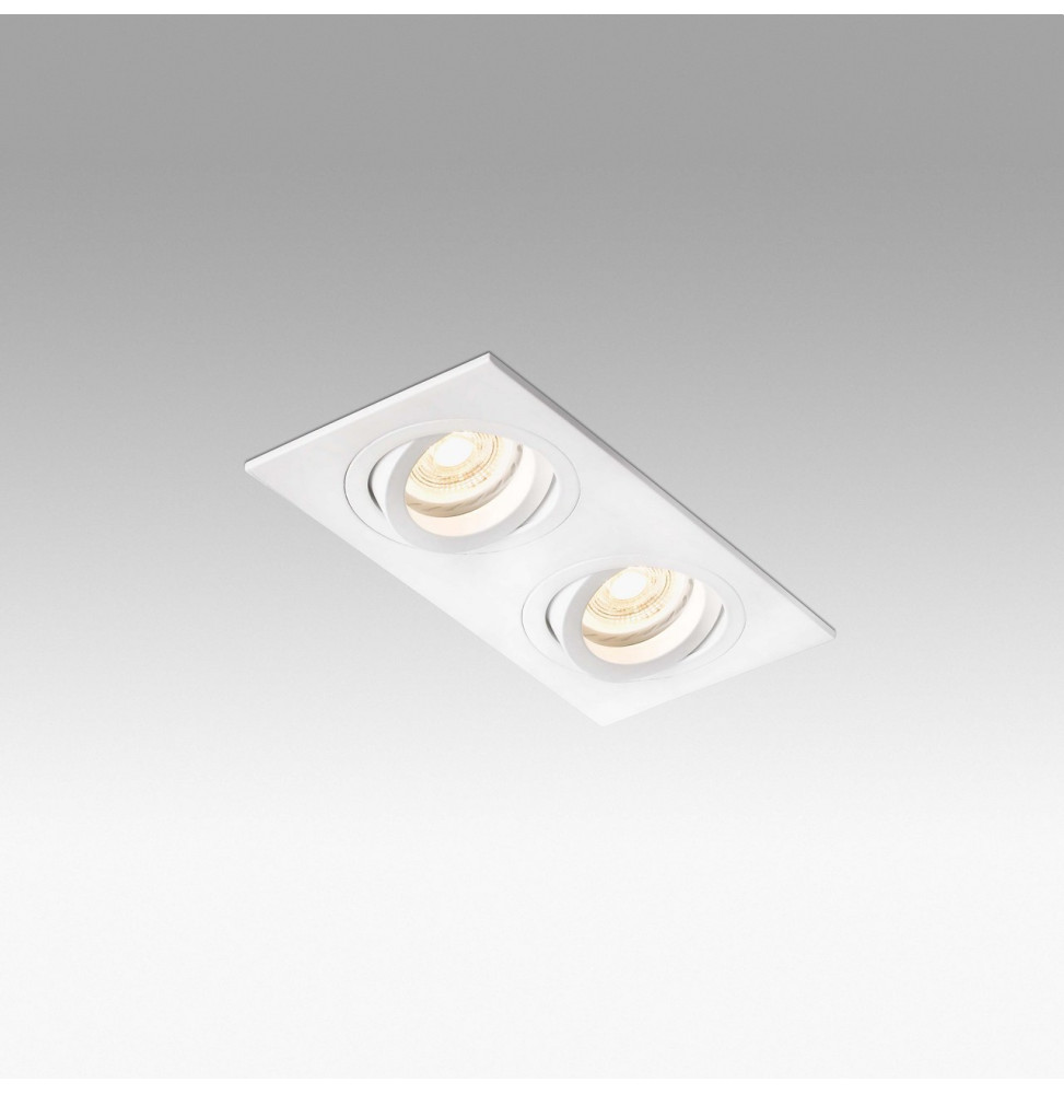 FARO - Empotrable orientable cuadrado RADON 2xGU10 blanco