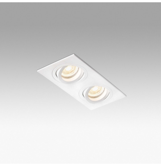 FARO - Empotrable orientable cuadrado RADON 2xGU10 blanco