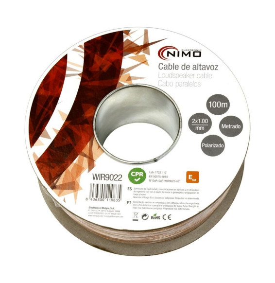 MOLGAR - Cable altavoz 2x1mm transparente polarizado 100m