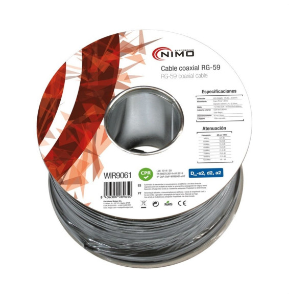 MOLGAR - Cable Coaxial RG59 75OhMacho negro 100m