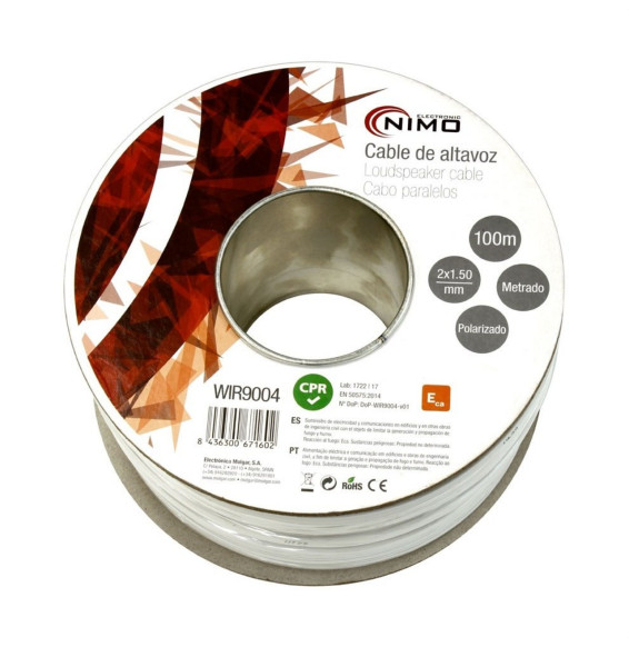MOLGAR - Cable altavoz 2x1,5mm blanco polarizado 100m