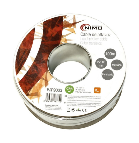 MOLGAR - Cable altavoz 2x1mm blanco polarizado 100m