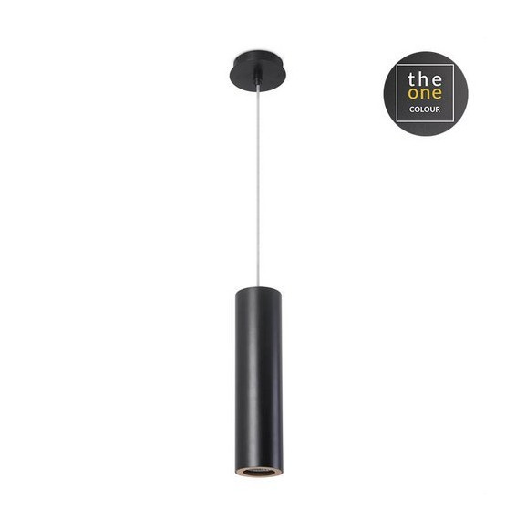 LedsC4 - Luminaria colgante PIPE GU10 máximo 50W negro mate dorado