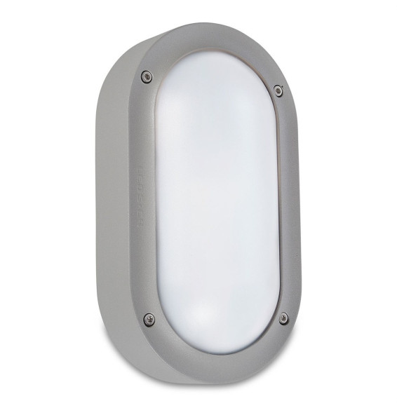 LedsC4 - Aplique BASIC IP66 E27 oval aluminio 15W gris