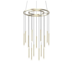 LedsC4 - Luminaria colgante CANDLE 15x3W 2700K 1-10V latón mate