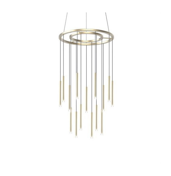 LedsC4 - Luminaria colgante CANDLE 15x3W 2700K 1-10V latón mate