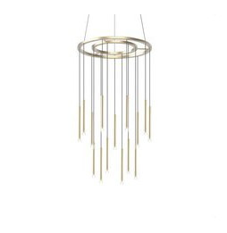 LedsC4 - Luminaria colgante CANDLE 15x3W 2700K 1-10V latón mate