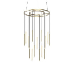 LedsC4 - Luminaria colgante CANDLE 15x3W 2700K DALI latón mate