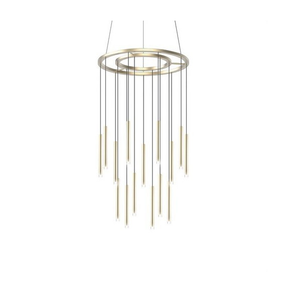 LedsC4 - Luminaria colgante CANDLE 15x3W 2700K DALI latón mate