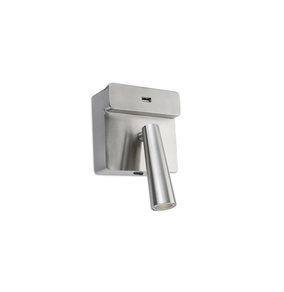 LedsC4 - Aplique GAMMA led 2.2W 2700K USB níquel satinado LedsC4 - Aplique GAMMA led 2.2W 2700K USB níquel satinado