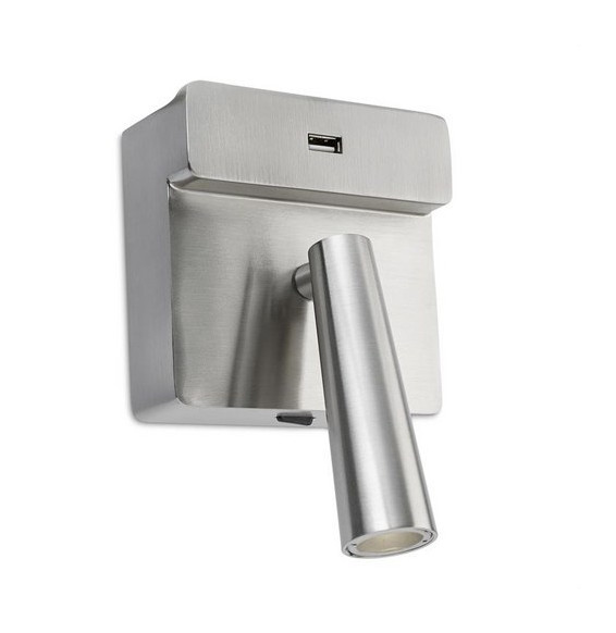 LedsC4 - Aplique GAMMA led 2.2W 2700K USB níquel satinado