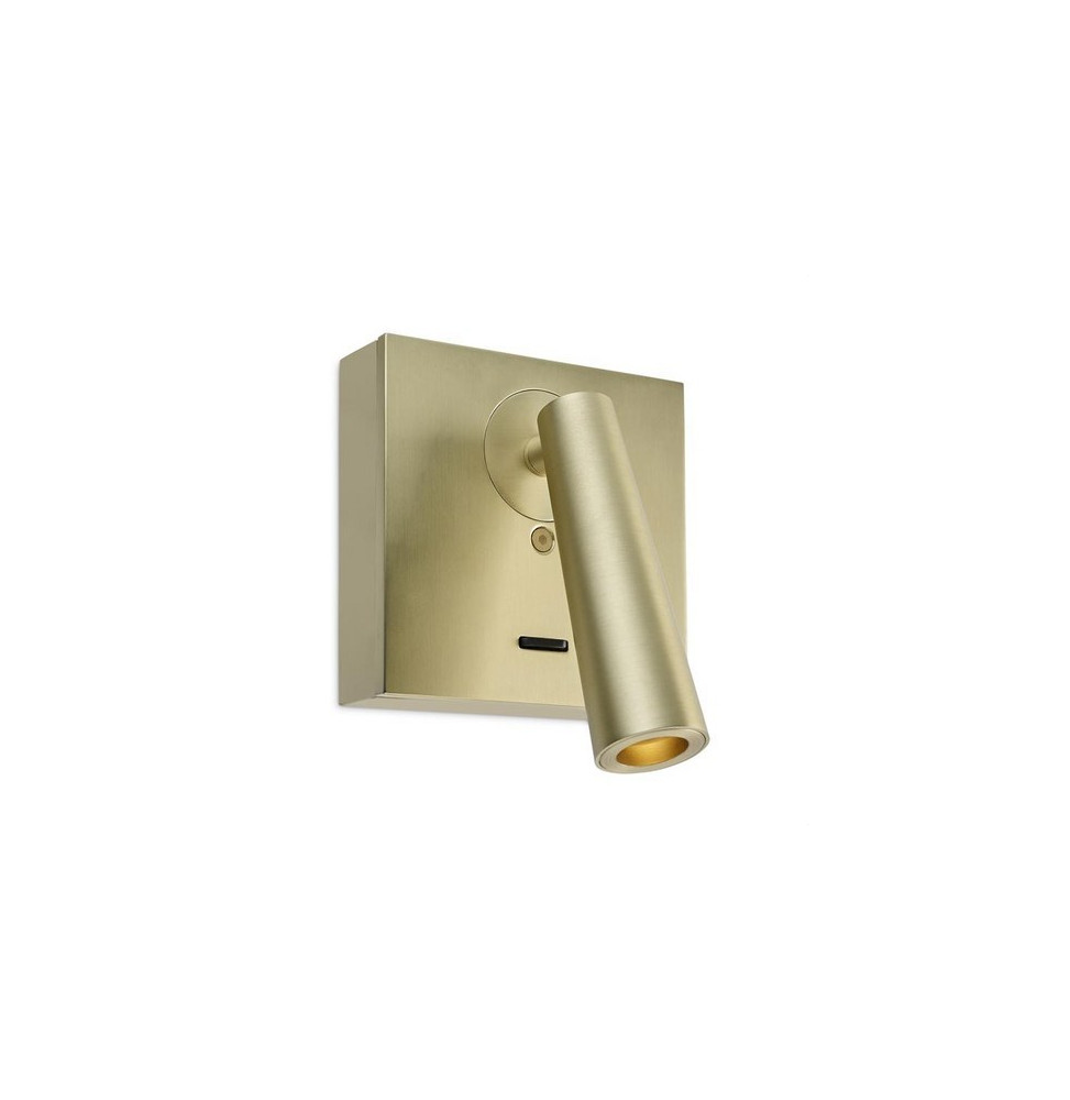 LedsC4 - Aplique base cuadrada GAMMA led 2.2W 2700K oro satinado LedsC4 - Aplique base cuadrada GAMMA led 2.2W 2700K oro satinado