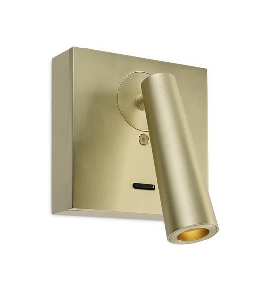LedsC4 - Aplique base cuadrada GAMMA led 2.2W 2700K oro satinado