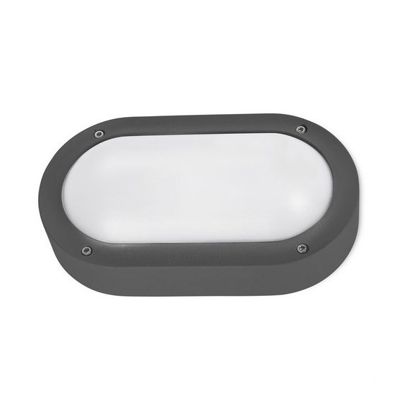 LedsC4 - Aplique BASIC IP66 oval aluminio E27 15W gris urbano