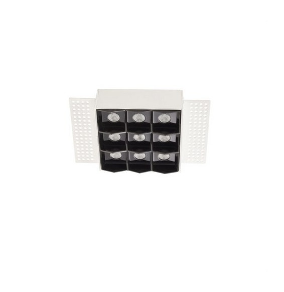 LedsC4 - Empotrable techo sin marco BENTO 3x3led 18,9W 50º 2700K blanco negro