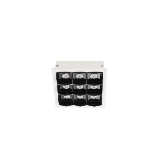 LedsC4 - Empotrable techo con marco BENTO 3x3led 18,9W 15º 3000K blanco negro