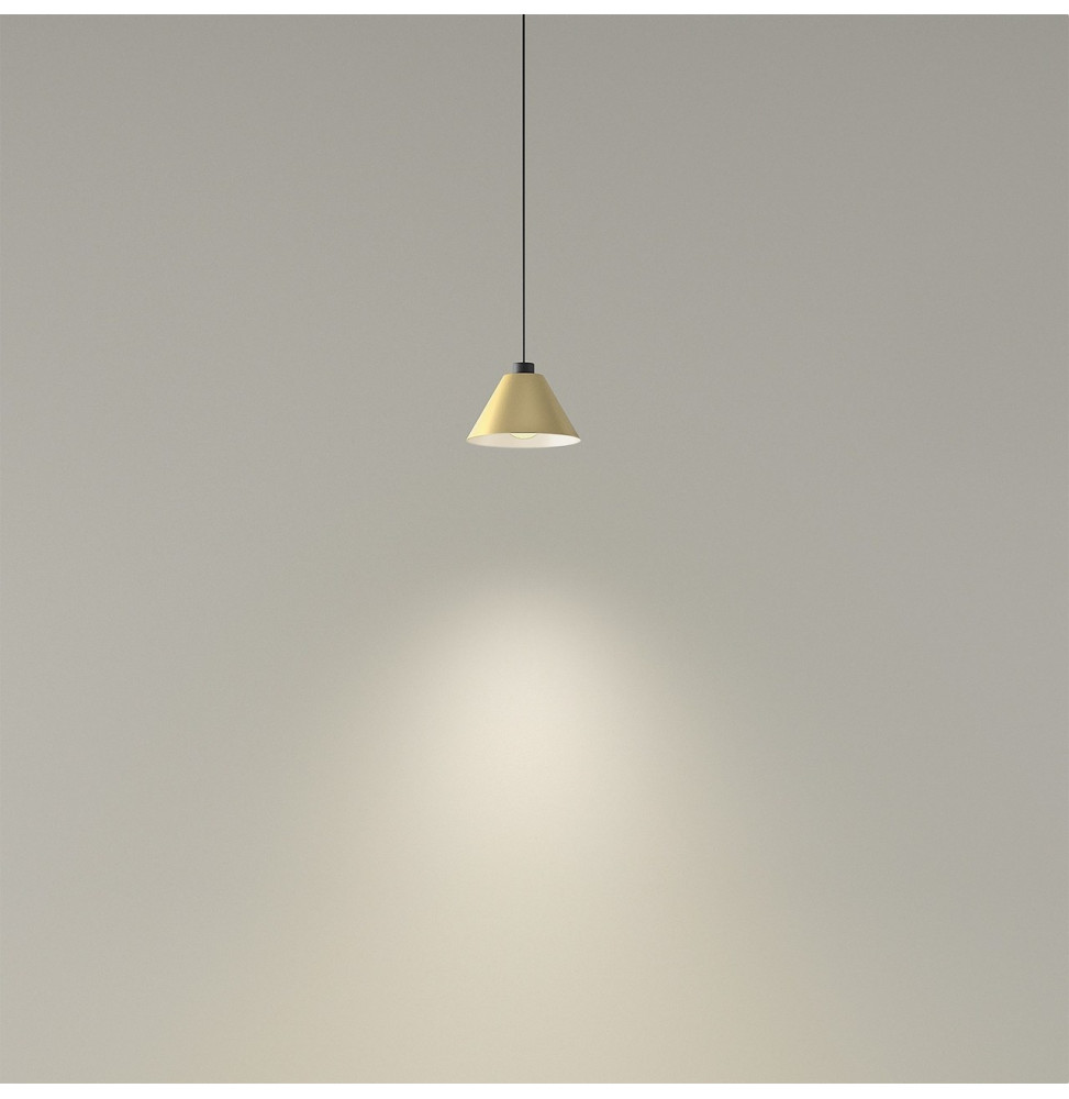 LedsC4 - Luminaria colgante D-TRACK cónica cable 2200mm E27 40W oro mate LedsC4 - Luminaria colgante D-TRACK cónica cable 2200mm E27 40W oro mate