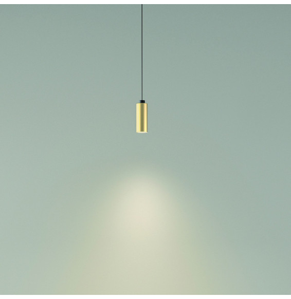 LedsC4 - Luminaria colgante D-TRACK cilindrica 95mm cable 2200mm E27 40W oro mate