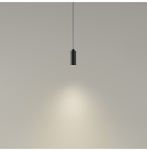 LedsC4 - Luminaria colgante D-TRACK cilindrica 95mm cable 2200mm E27 40W negro