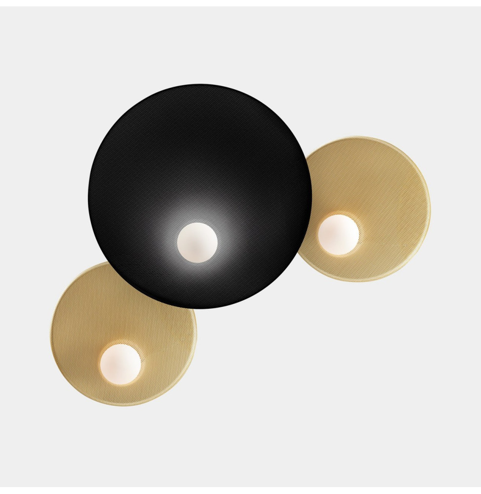 LedsC4 - Aplique TRIP triple 300/460/300mm E14 7W negro oro mate