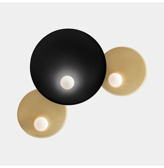 LedsC4 - Aplique TRIP triple 300/460/300mm E14 7W negro oro mate
