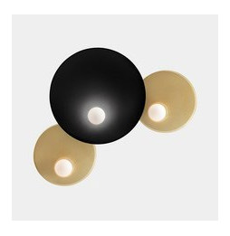 LedsC4 - Aplique TRIP triple 300/460/300mm E14 7W negro oro mate