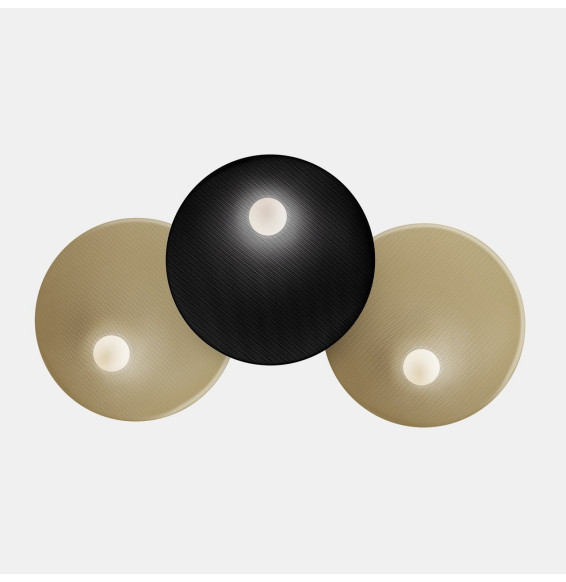 LedsC4 - Aplique TRIP triple 460/460/460mm E14 7W negro oro mate