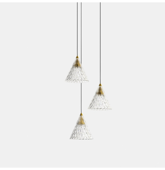 LedsC4 - Luminaria colgante VENETO superficie 3xLED 15W 2700K 0-10V oro blanco 804lm