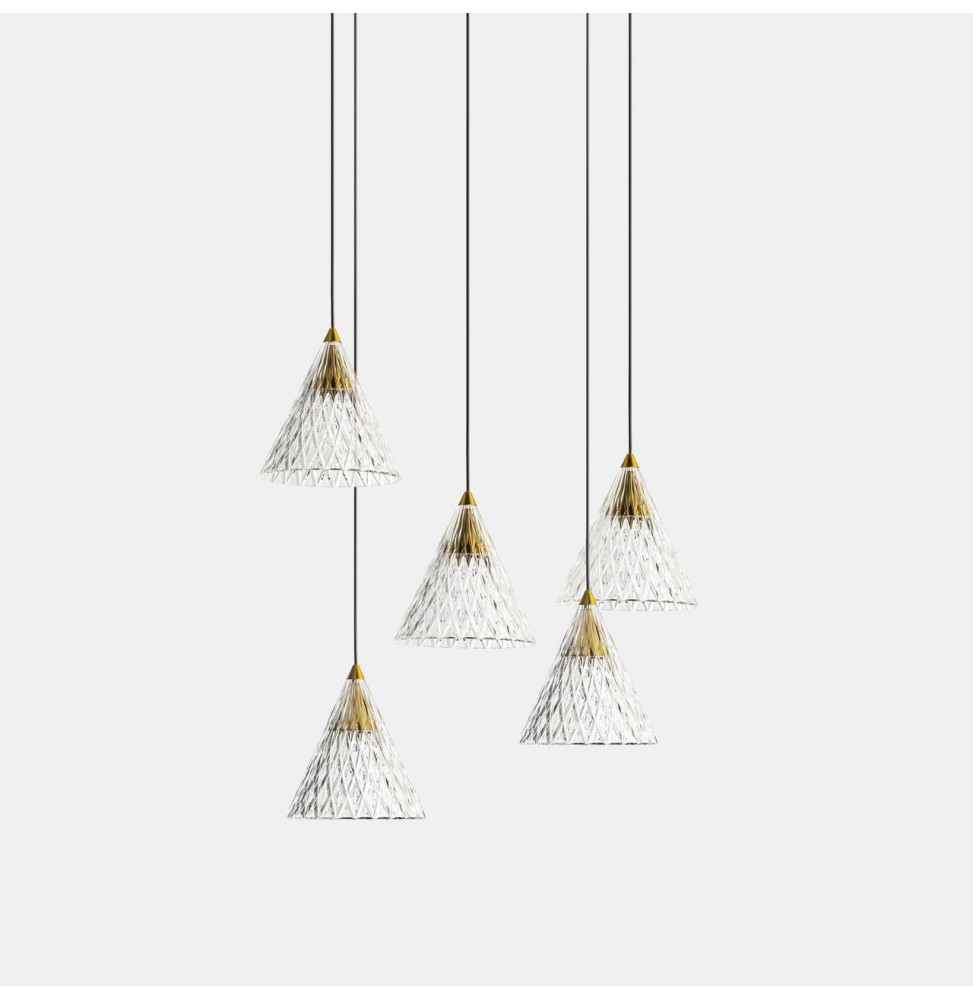 LedsC4 - Luminaria colgante VENETO superficie 5xLED 25W 2700K 0-10V oro blanco 1340lm