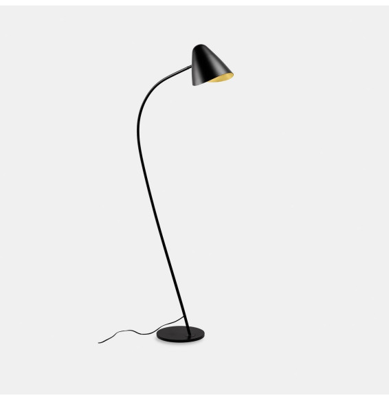 LedsC4 - Luminaria pie de salón ORGANIC E27 23W negro oro