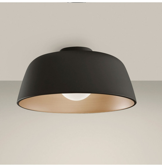 LedsC4 - Plafón MISO 433mm E27 40W negro oro