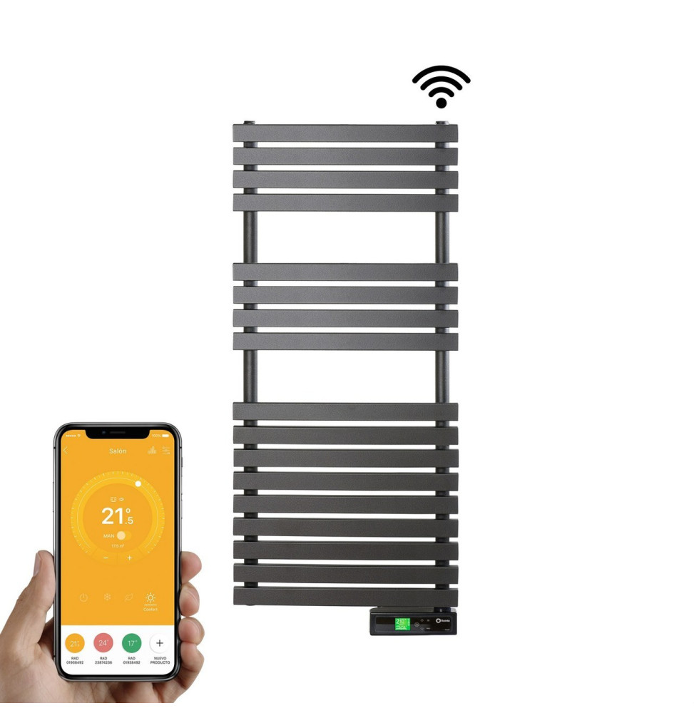 ROINTE - Emisor térmico Serie D texturizado OYSTER WHITE DT-1015 1600W con 15 elementos verde