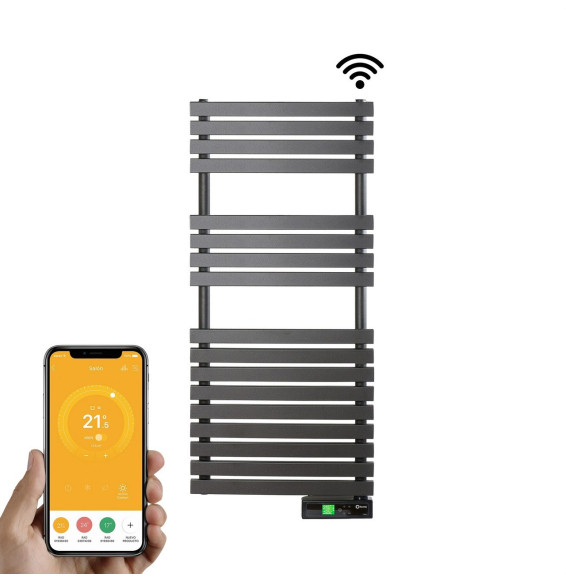 ROINTE - Emisor térmico Serie D texturizado OYSTER WHITE DT-1015 1600W con 15 elementos verde